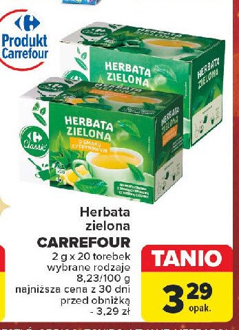 Herbata zielona z cytryna Carrefour classic promocja