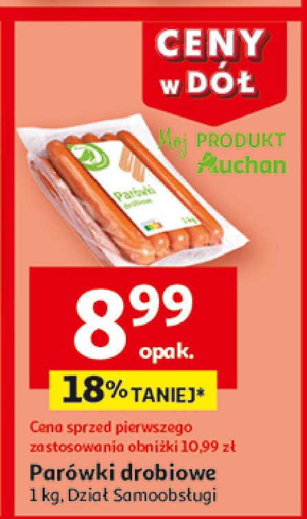 Parówki drobiowe Auchan na co dzień (logo zielone) promocja w Auchan