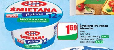 Śmietana 12% Polska Mlekovita promocja w Dino