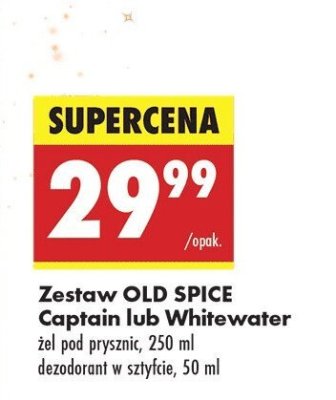 Zestaw OLD SPICE Captain lub Whitewater żel pod prysznic 250 ml dezodorant w sztyfcie 50 ml promocja w Biedronka
