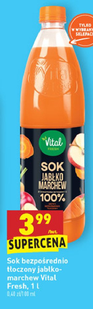 Sok 100 % jabłko-marchew Vital fresh promocja