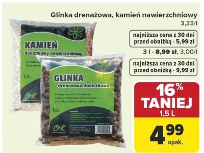 Glinka drenażowa, kamień nawierzchniowy 3,33 l promocja w Carrefour