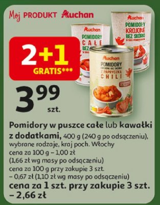 Pomidory w puszce całe lub kawałki z dodatkami Auchan promocja w Auchan
