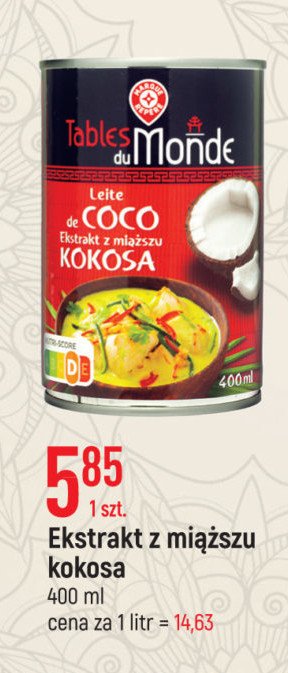 Mleko kokosowe WIODĄCA MARKA TABLES DU MONDE Wiodąca marka promocja