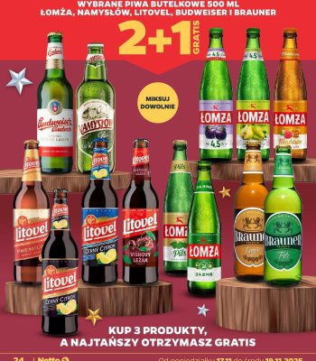 Piwo Łomża butelkowe 500 ml promocja w Netto