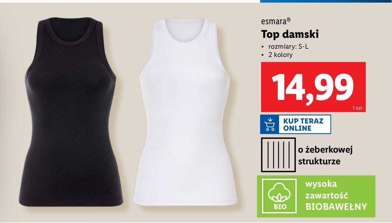 Top damski rozm. s-l Esmara promocja w Lidl