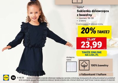 Sukienka 98-128 cm Lupilu promocja
