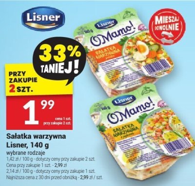 Sałatka warzywna Lisner, 140 g promocja w Twój Market