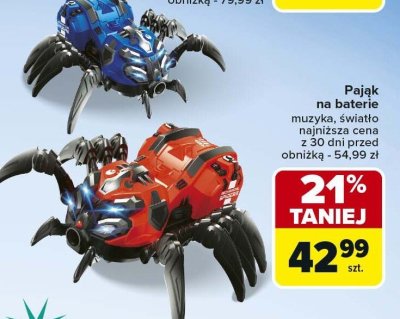 Pająk na baterie muzyka, światło promocja w Carrefour