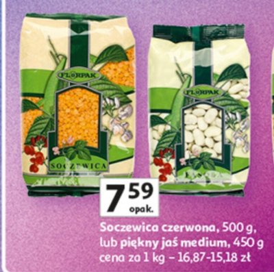 Soczewica czerwona 500 g lub piękny jaś medium 450 g promocja w Auchan