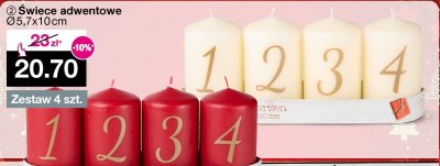 Świece adwentowe Ø5,7x10cm Zestaw 4 szt. promocja w Woolworth