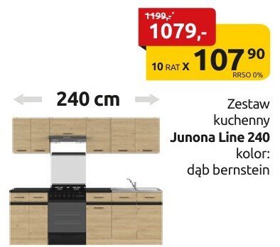 Zestaw kuchenny Junona Line 240 kolor: dąb bernstein promocja w Black Red White