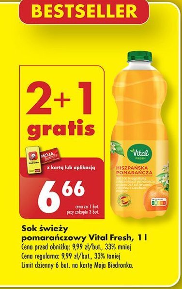 Sok hiszpańska pomarańcza Vital fresh promocja