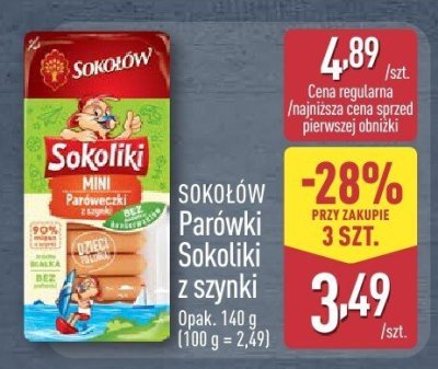 Parówki Sokoliki z szynki promocja w Aldi