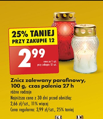 Znicz parafinowy 27 h promocja w Biedronka