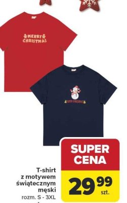 T-shirt z motywem świątecznym męski TEX promocja w Carrefour