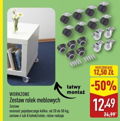 Zestaw rolek meblowych promocja w Aldi