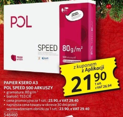 Papier ksero A3 POL SPEED 500 arkuszy promocja w Selgros