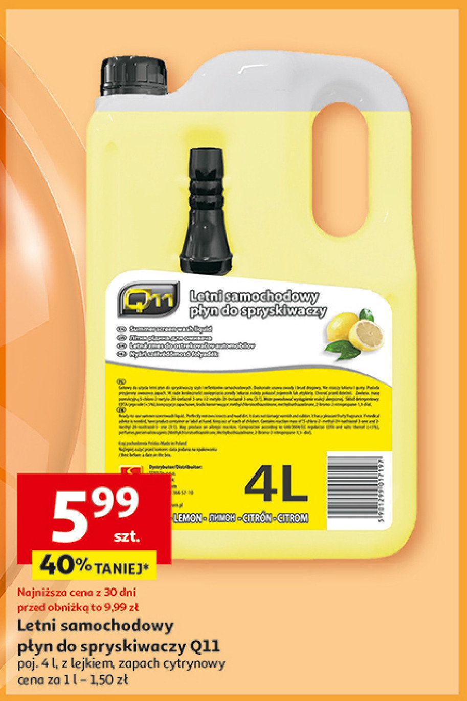 Płyn do spryskiwaczy letni cytrynowy Q11 promocja w Auchan