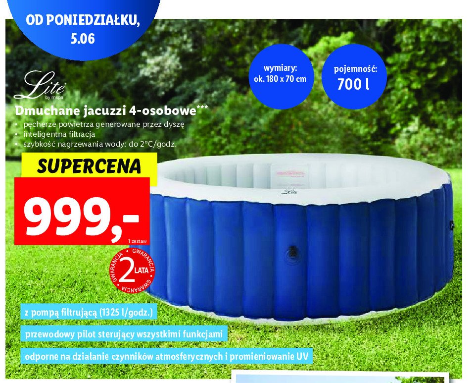 Jacuzzi dmuchane 4-osobowe 700 l Lite promocja