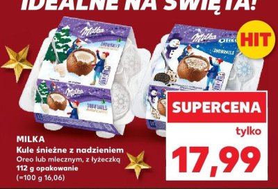 Kule śnieżne z nadzieniem Milka Oreo z łyżeczką 112g promocja w Kaufland