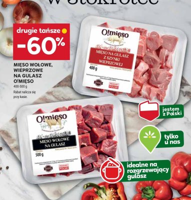 Mięso wołowe na gulasz drugie -60% taniej promocja w Stokrotka