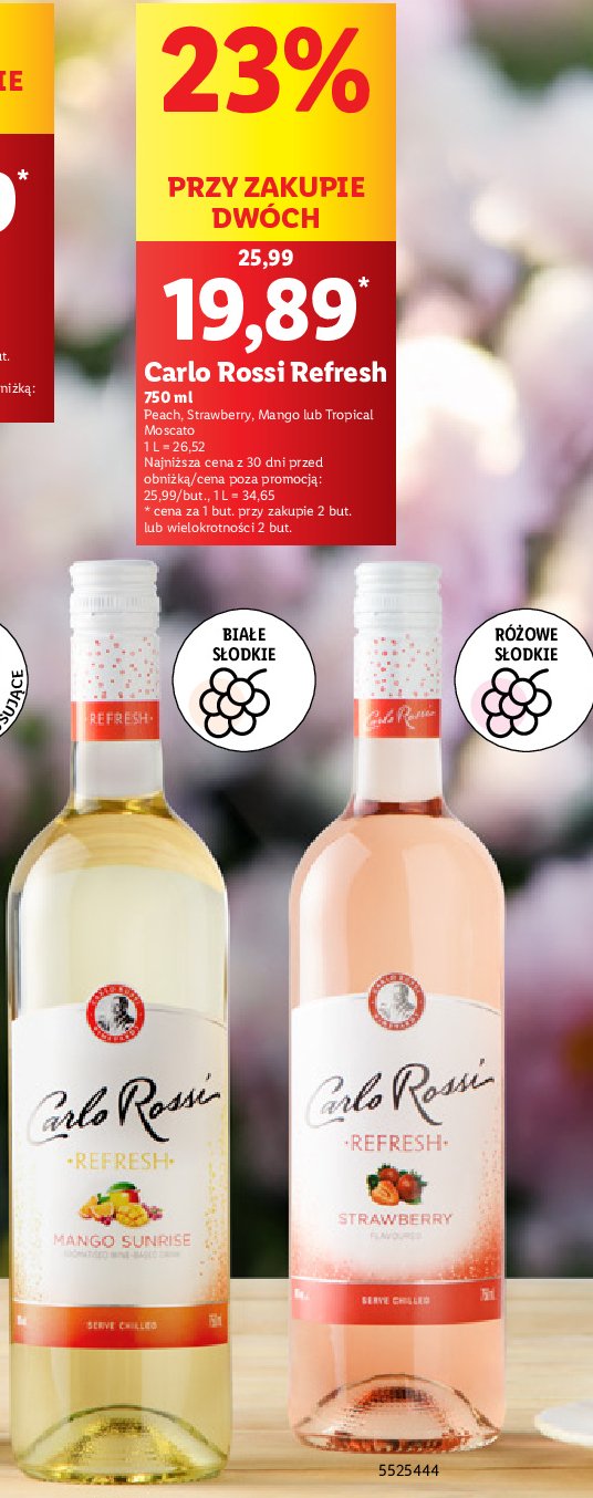 Wino Carlo rossi refresh tropical moscato promocja w Lidl