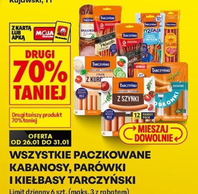 Wszystkie paczkowane kabanosy, parówki i kiełbasy  promocja w Biedronka