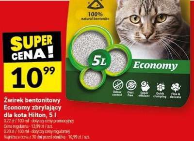 Żwirek bentonitowy Economy zbrylający dla kota Hilton, 5 l promocja w Twój Market
