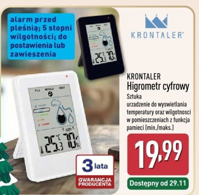 Higrometr cyfrowy KRONTALER promocja w Aldi