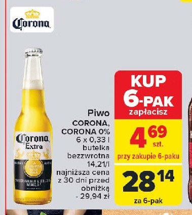 Piwo Corona cero promocja w Carrefour Market