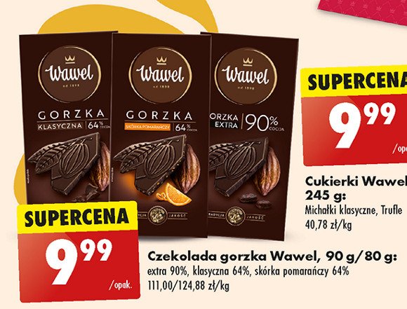 Czekolada gorzka 64 %  skórka pomarańczy Wawel promocja