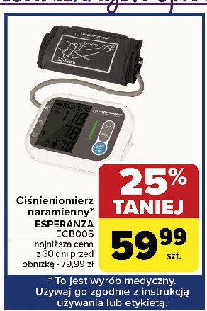 Ciśnieniomierz naramienny ecb005 Esperanza promocja w Carrefour