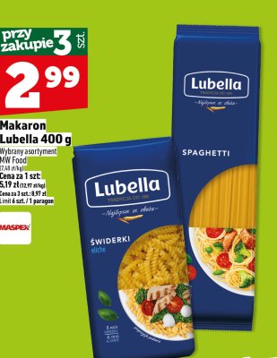 Makaron Lubella 400 g Świderki, Spaghetti promocja w TOPAZ