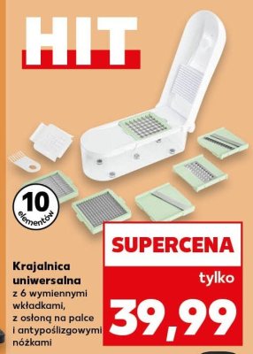 Krajalnica uniwersalna z 6 wymiennymi wkładkami, z osłoną na palce i antypoślizgowymi nóżkami promocja w Kaufland