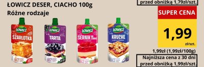 Łowicz Deser różne rodzaje Kruche 100g promocja w Supeco