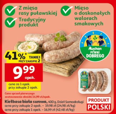 Kiełbasa biała surowa promocja w Auchan