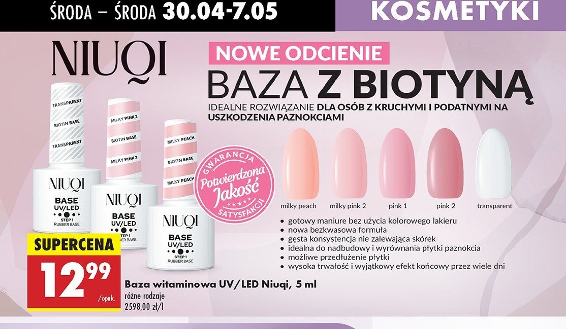 Baza uv/led pink 2 Niuqi promocja w Biedronka