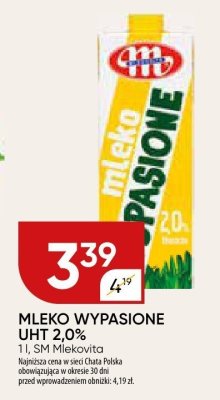 Mleko wypasione UHT 2,0% SM Mlekovita promocja w Chata Polska