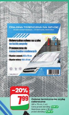 Osłona termiczna na szybę całoroczna 183 x 70 cm promocja w Dino