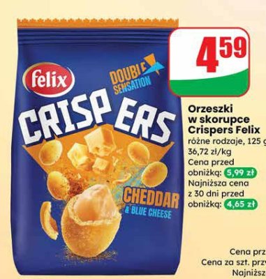 Orzeszki w skorupce Crispers Felix różne rodzaje promocja w Dino