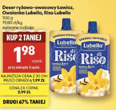 Deser ryżowo-owocowy Lowicz, Owsianka Lubella, Riso Lubella 100 g promocja w Delikatesy Centrum