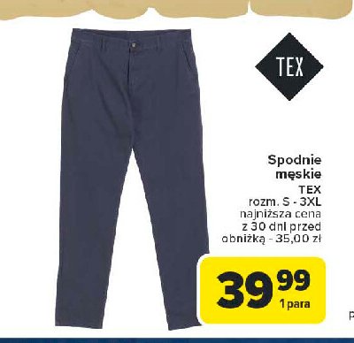 Spodnie męskie chino s-3xl Tex promocja w Carrefour