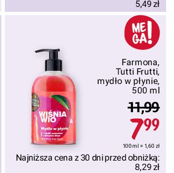 Myd艂o w p艂ynie wi艣niowe Farmona tutti frutti promocja
