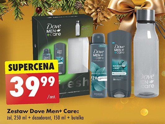 Zestaw refresh: żel pod prysznic 250 ml + dezodorant 150 ml + butelka Dove men+care promocja