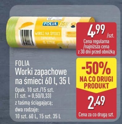 Worki zapachowe na śmieci 60 l, 35 l 10 szt./15 szt. promocja w Aldi