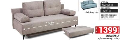 Sofa Emily 192/74/91 cm promocja w Merkury Market