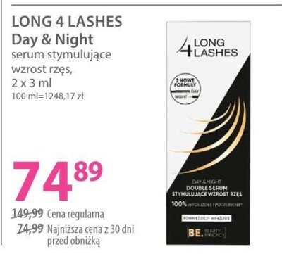 Serum LONG 4 LASHES Day & Night stymulujące wzrost rzęs 2 x 3 ml promocja w Hebe
