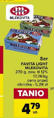 Ser sałatkowo-kanapkowy 12 % Mlekovita favita promocja w Carrefour Market