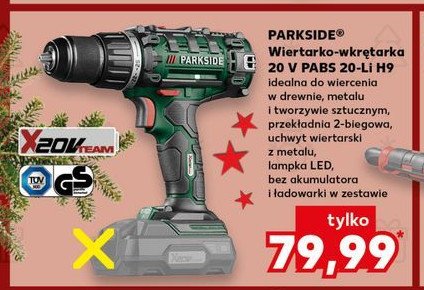 Wiertarko-wkrętarka akumulatorowa 20v pabs 20-li h9 Parkside promocja w Kaufland